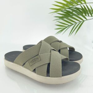 KEEN Women's Size 5 Elle Comfort Slip On Slide Sandals Green Criss Cross Shoes